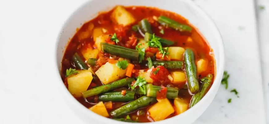 Літній овочевий суп зі стручковою квасолею